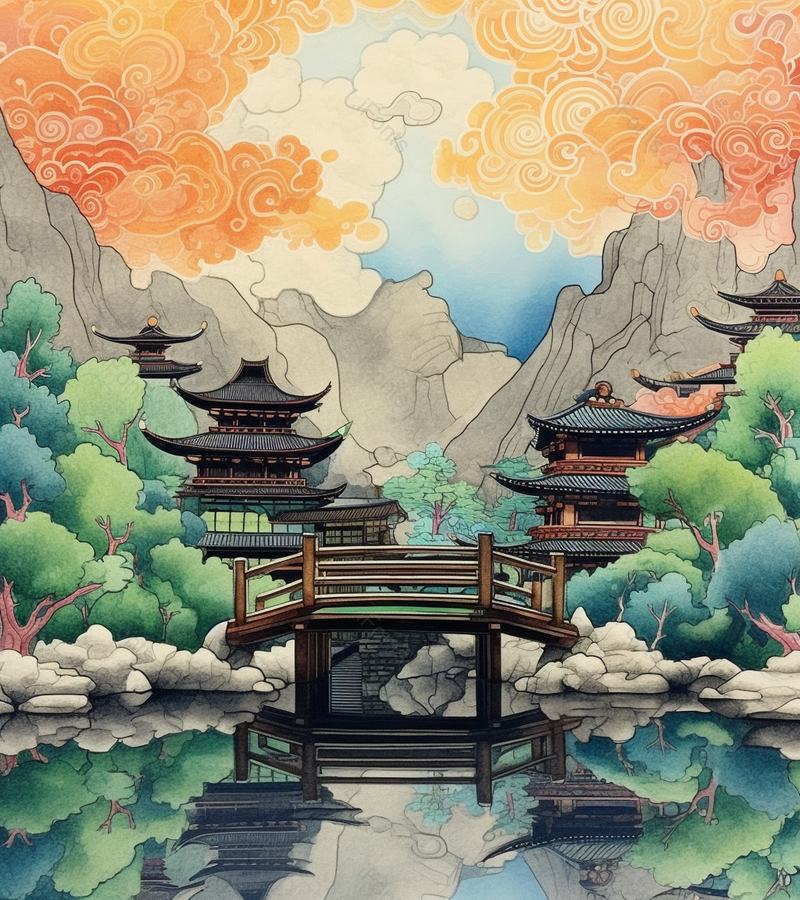 湖边的房屋古风建筑房屋,插画/手绘图,插画/手绘图库,插画/手绘图下载,插画/手绘